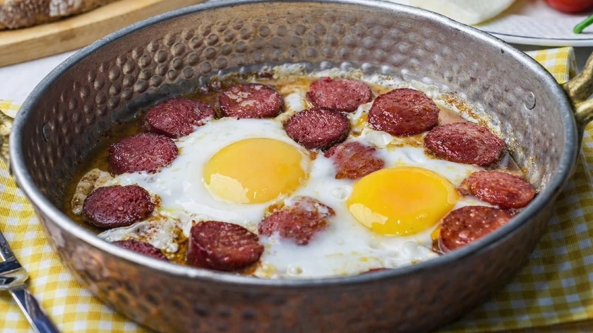 Bakır sahanda sucuklu yumurta